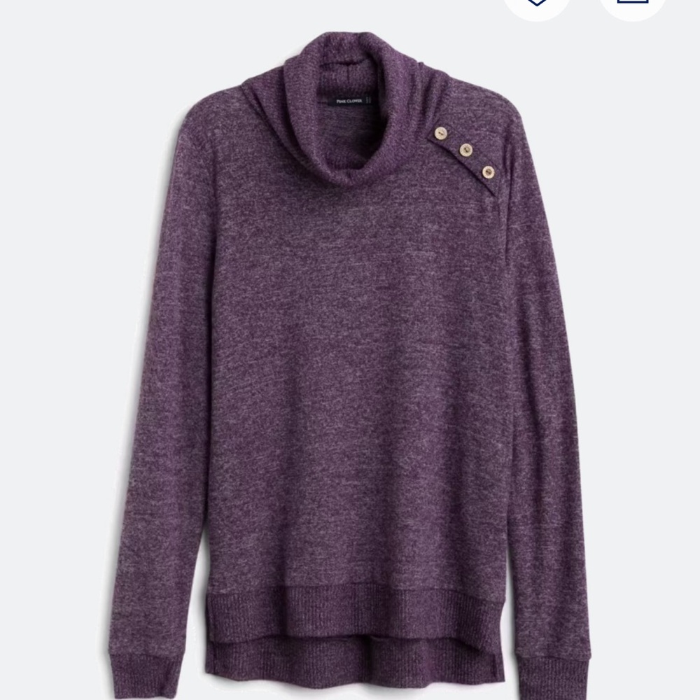 Pink Clover Heathered Purple Cowl Neck Sweater